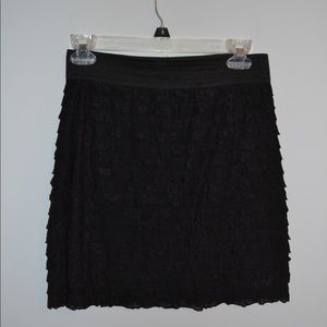 Black ruffled pencil skirt